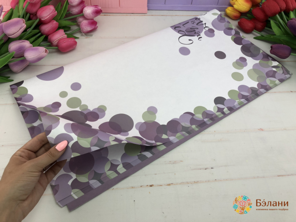 Бумага для цветов "Bubbles" серая