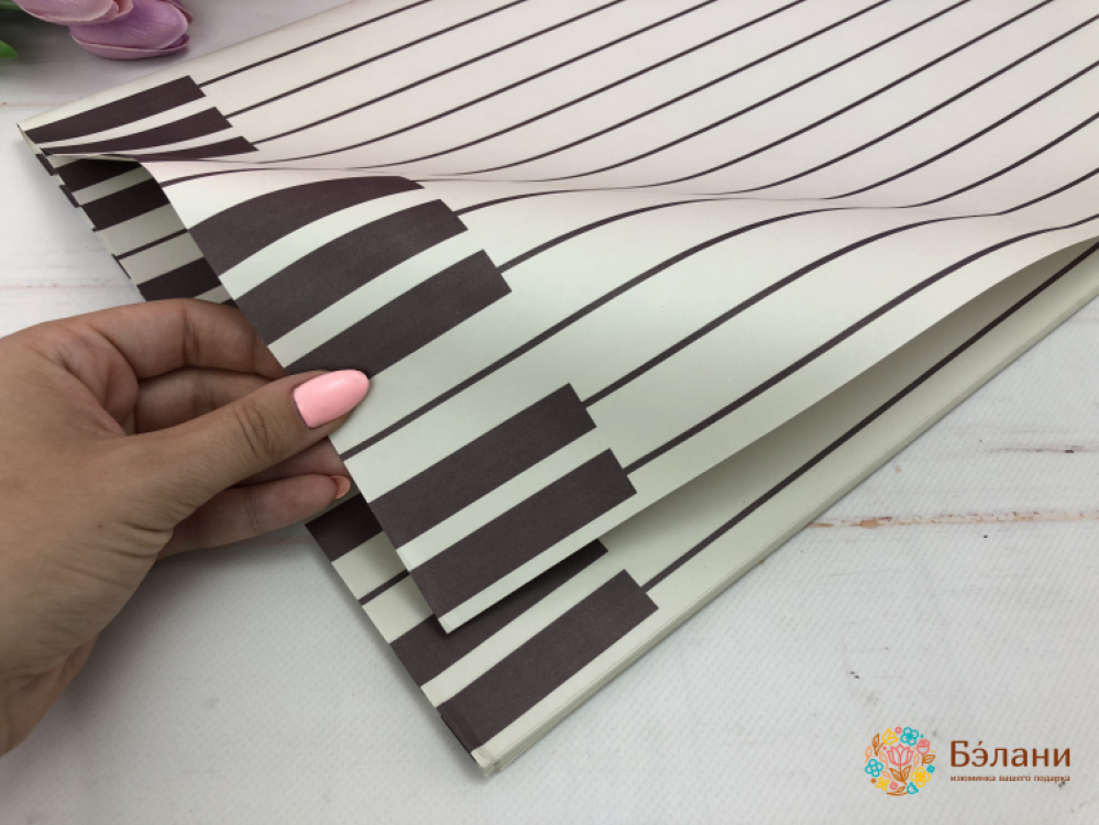 Бумага для цветов "Piano" серая | 2