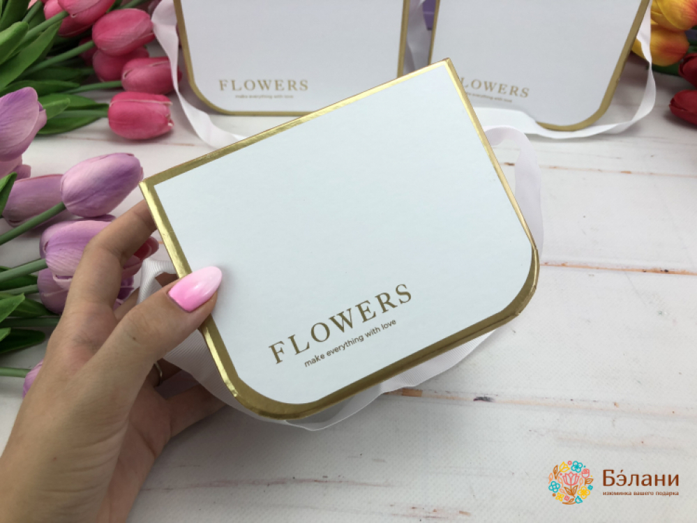Коробка для цветов "Золотая малютка" белая | 4