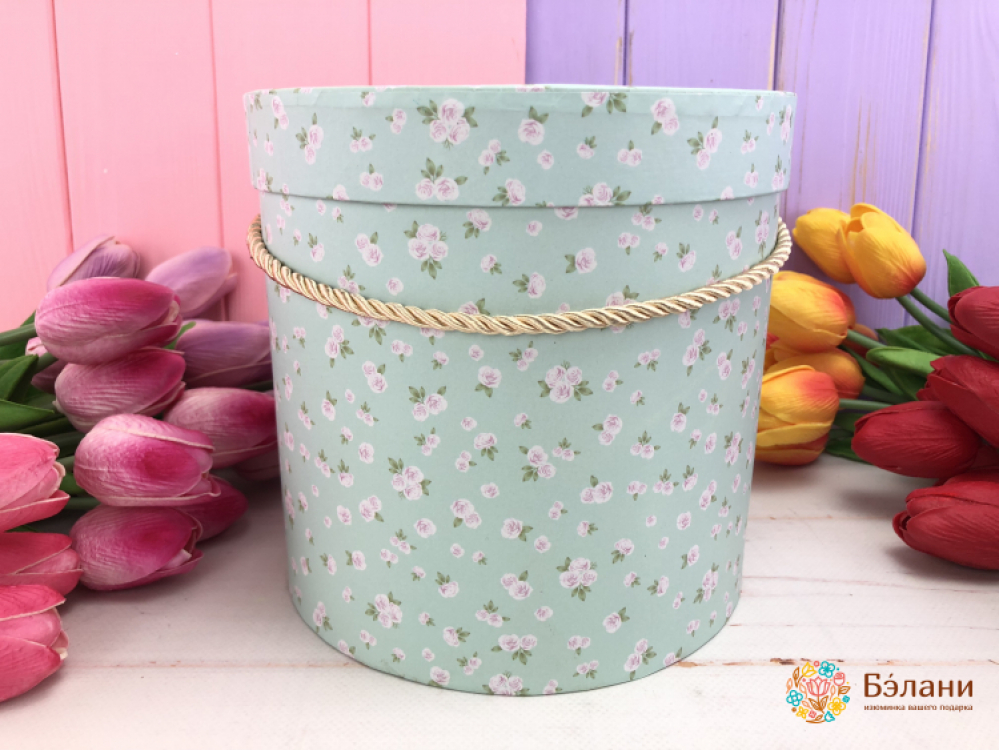 Коробка для цветов "На лугу" мятная