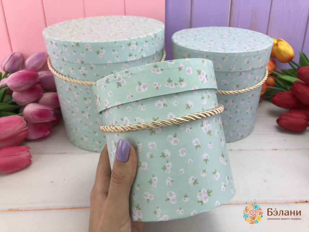 Коробка для цветов "На лугу" мятная | 3