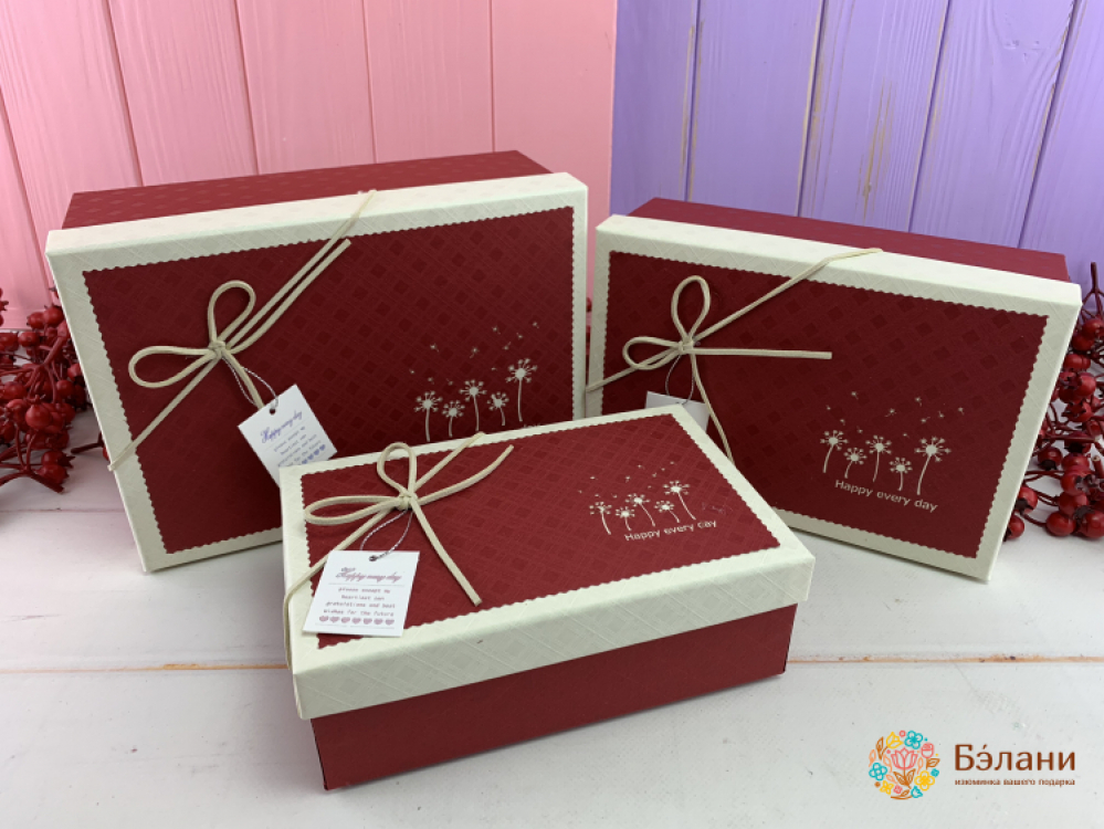 Подарочная коробка "Одуванчики" красная