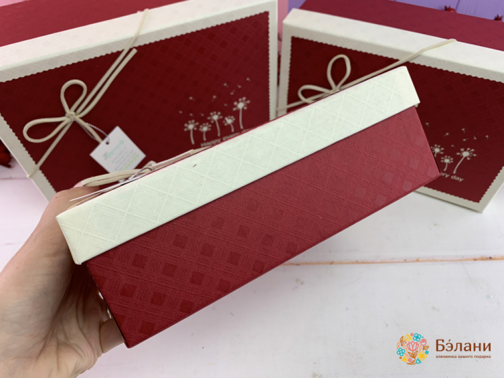 Подарочная коробка "Одуванчики" красная | 2