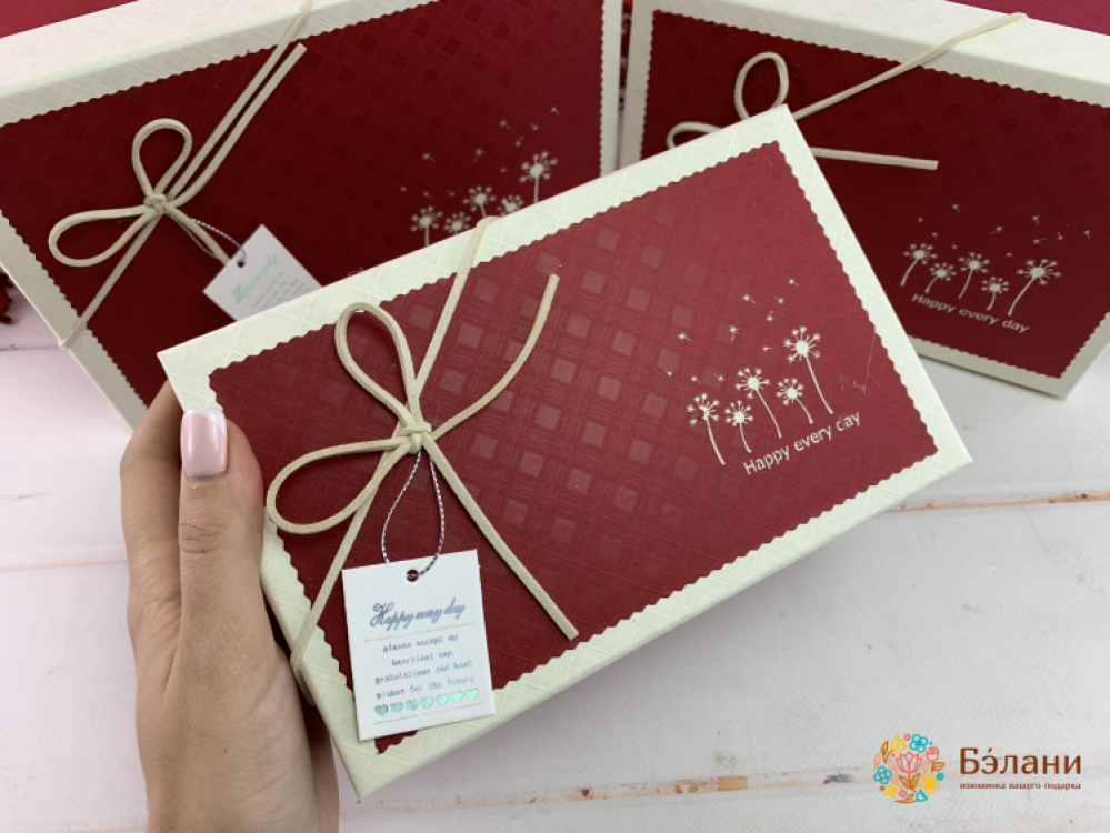 Подарочная коробка "Одуванчики" красная | 3