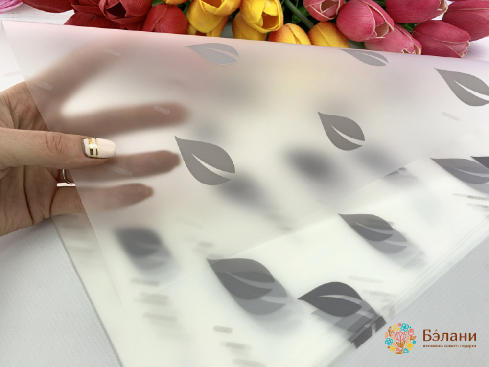 Калька для цветов "Leaf" серая