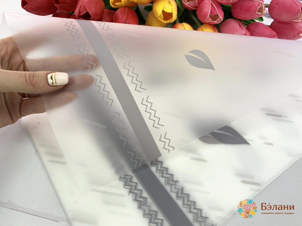 Калька для цветов "Leaf" серая | 2