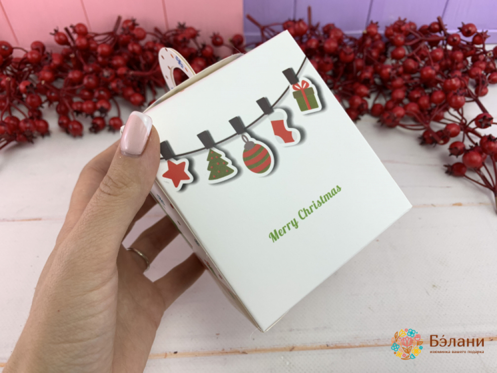 Складная коробка "Новогодняя" белая | 2