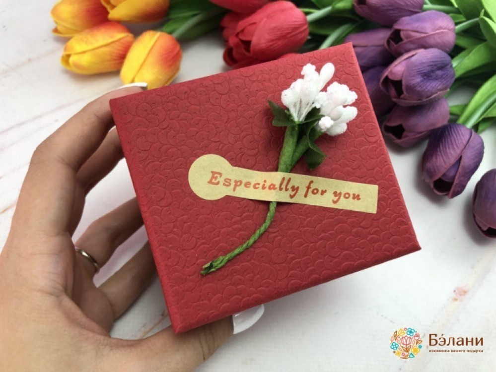 Коробка для часов "With flower" красная