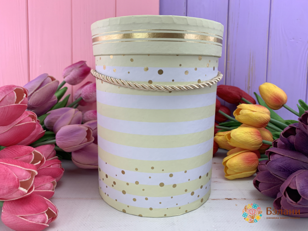 Круглая коробка "Gold lines" бежевая