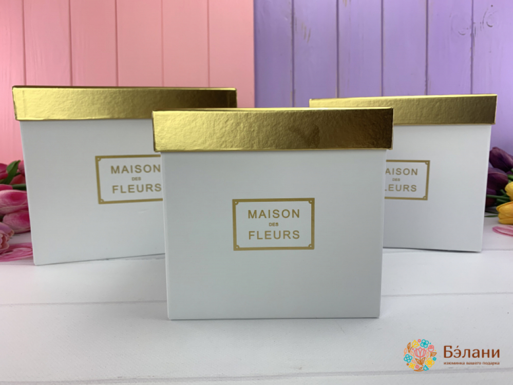 Квадратная коробка "Gold maison" белая