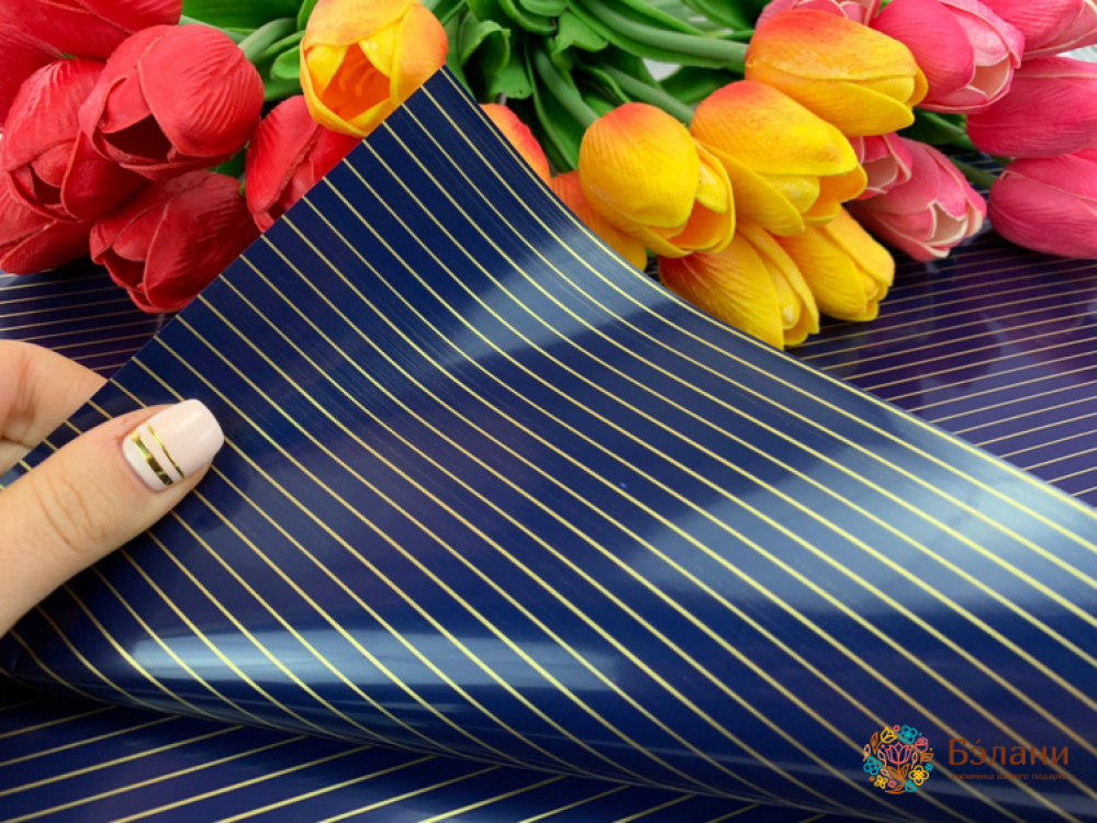 Калька "Золотые полосы" темно-синяя