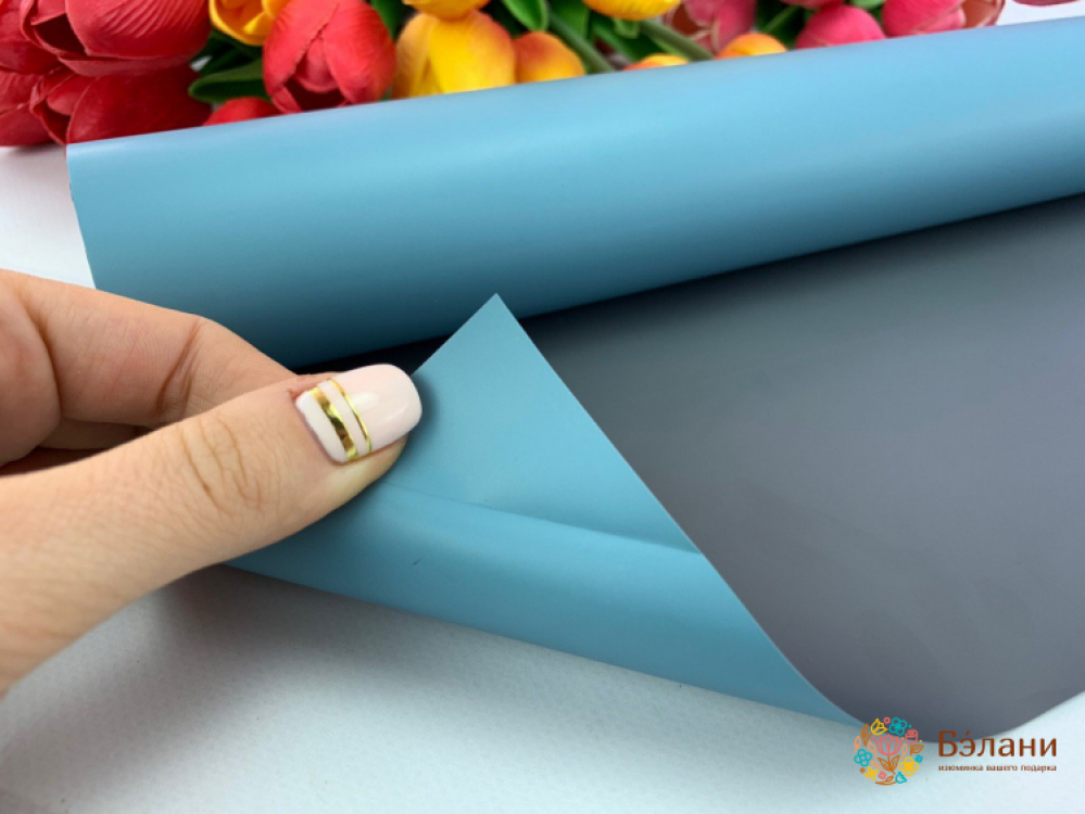 Калька рулонная "Двухсторонняя" серо-синяя