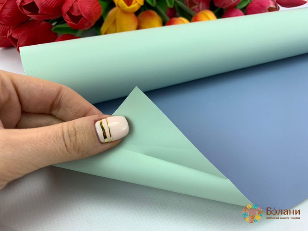 Калька рулонная "Двухсторонняя" оливково-синяя