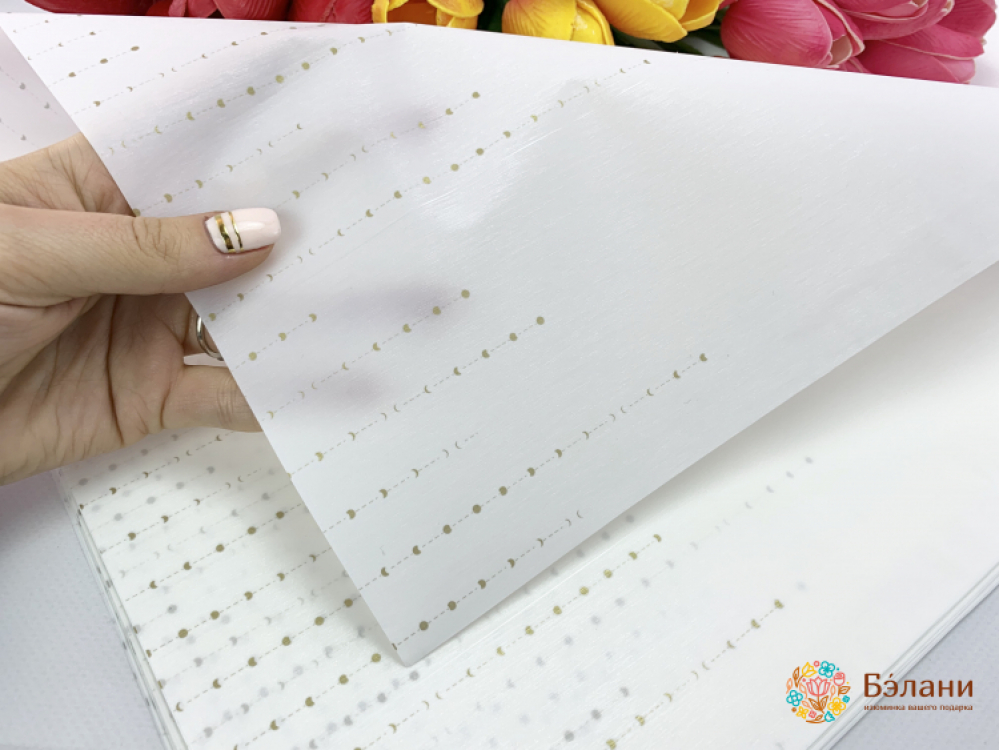 Калька "Мерцание золотые точки" белая