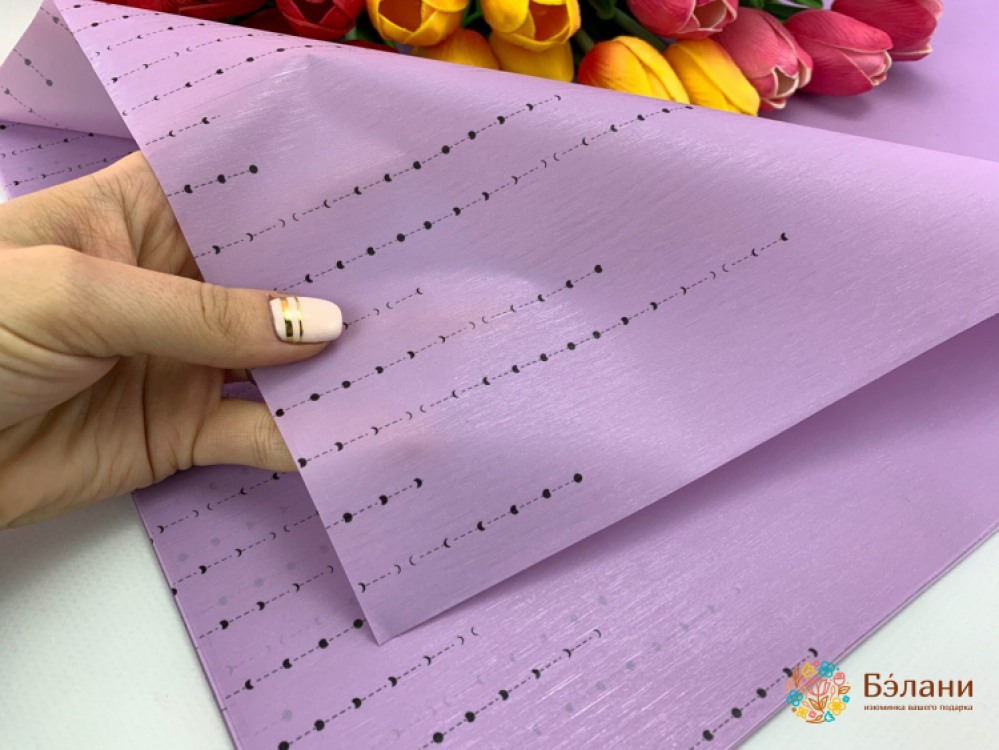 Калька "Мерцание золотые точки" лиловая