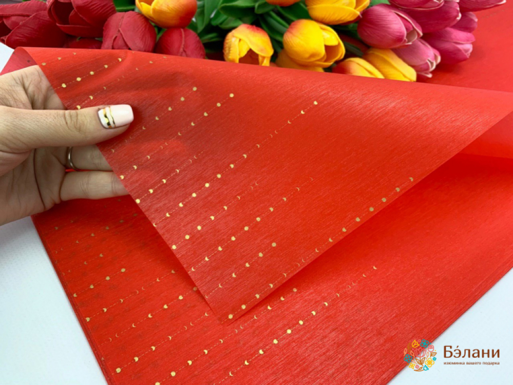 Калька "Мерцание золотые точки" красная