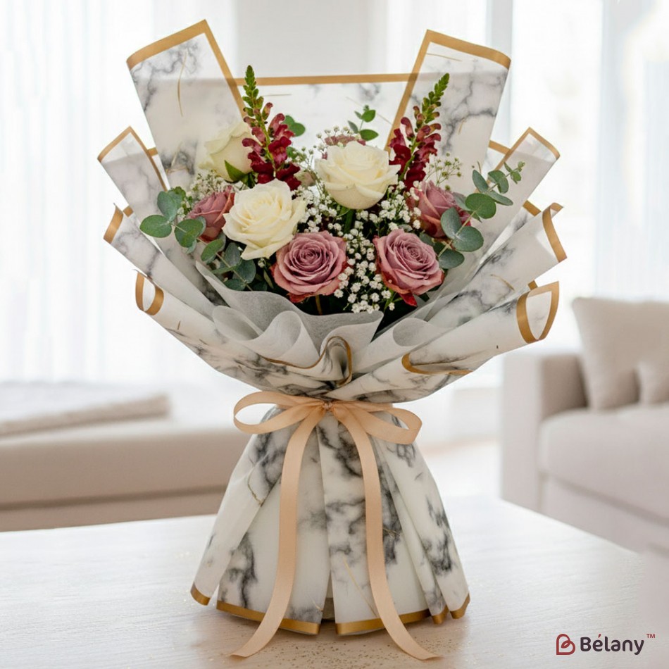 Калька для квітів "Мармуровий кант" #01 | 2