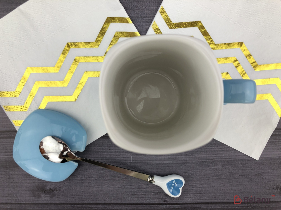 Керамічна чашка "Love kisses" блакитна | 3