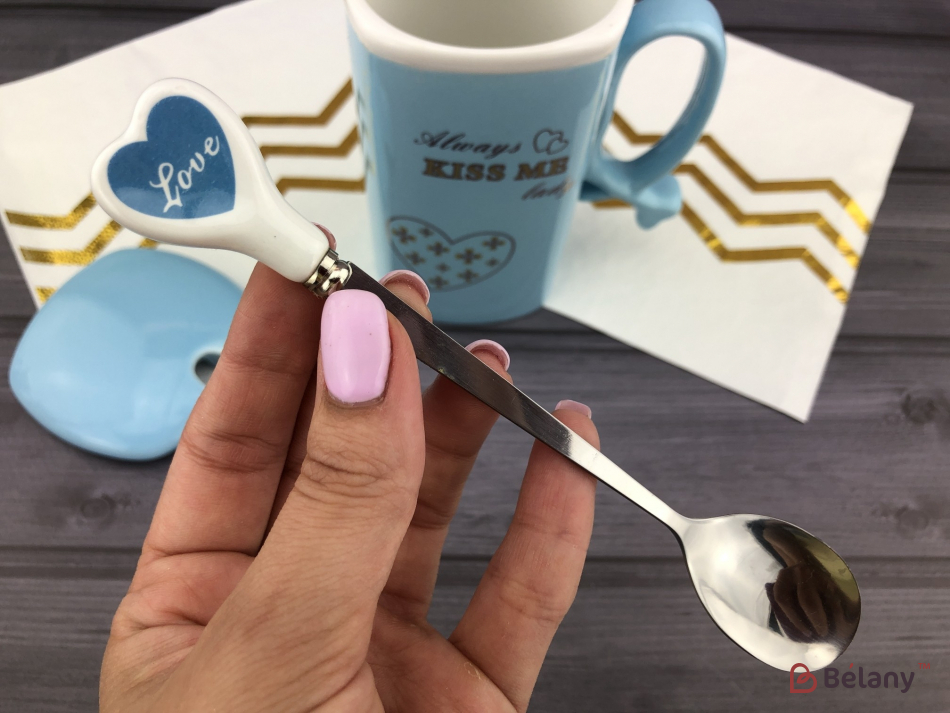 Керамічна чашка "Love kisses" блакитна | 4