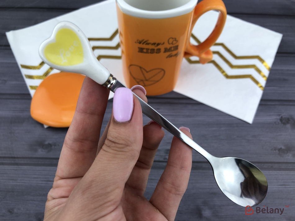 Керамічна чашка "Love kisses" помаранчева | 4