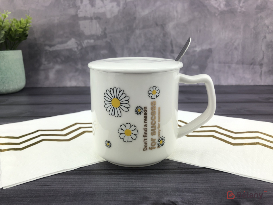 Керамическая чашка "Ромашка" белая