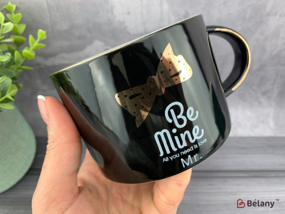 Керамічна чашка "Mr. Be mine" чорна | 2