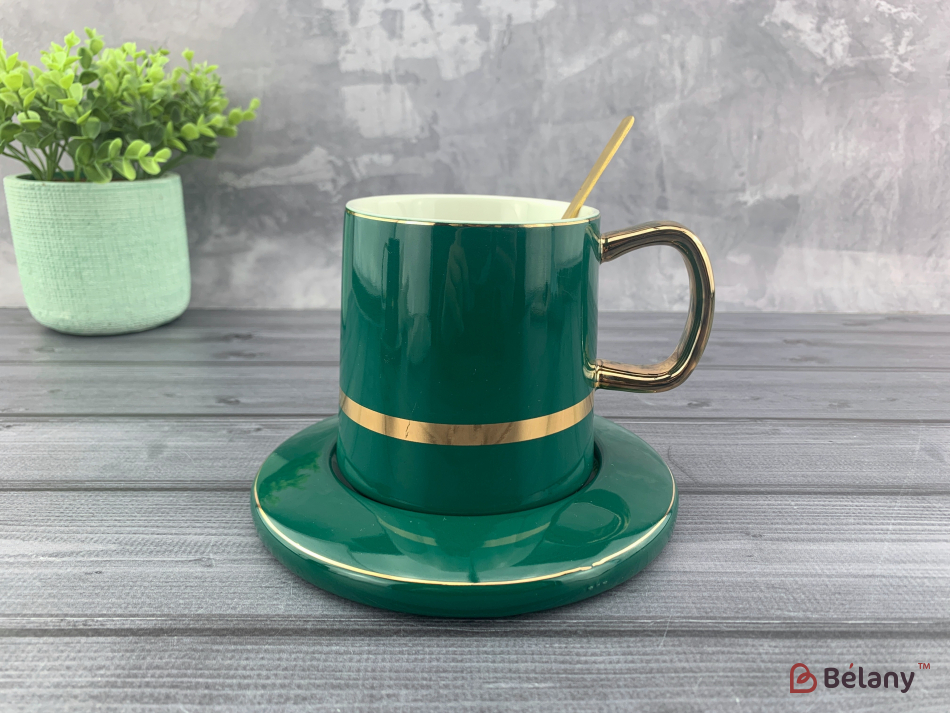 Керамічна чашка "Gold rim" смарагд