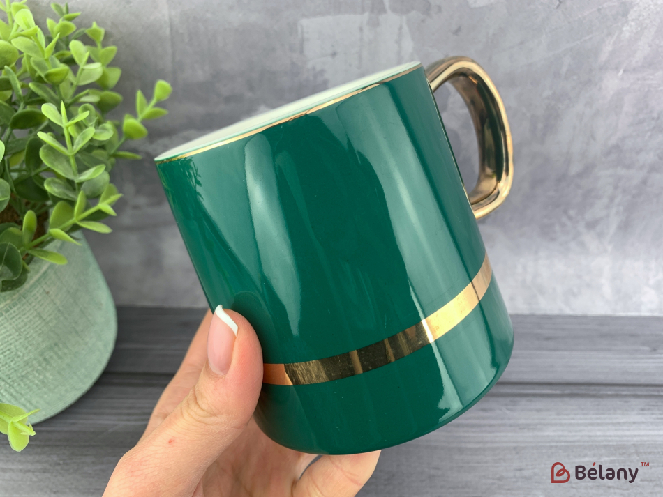 Керамічна чашка "Gold rim" смарагд | 2