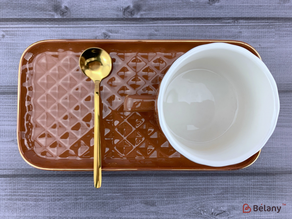 Керамічна чашка "Waves" молочний шоколад | 4