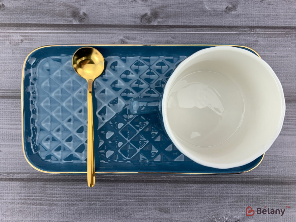 Керамічна чашка "Waves" синя | 4