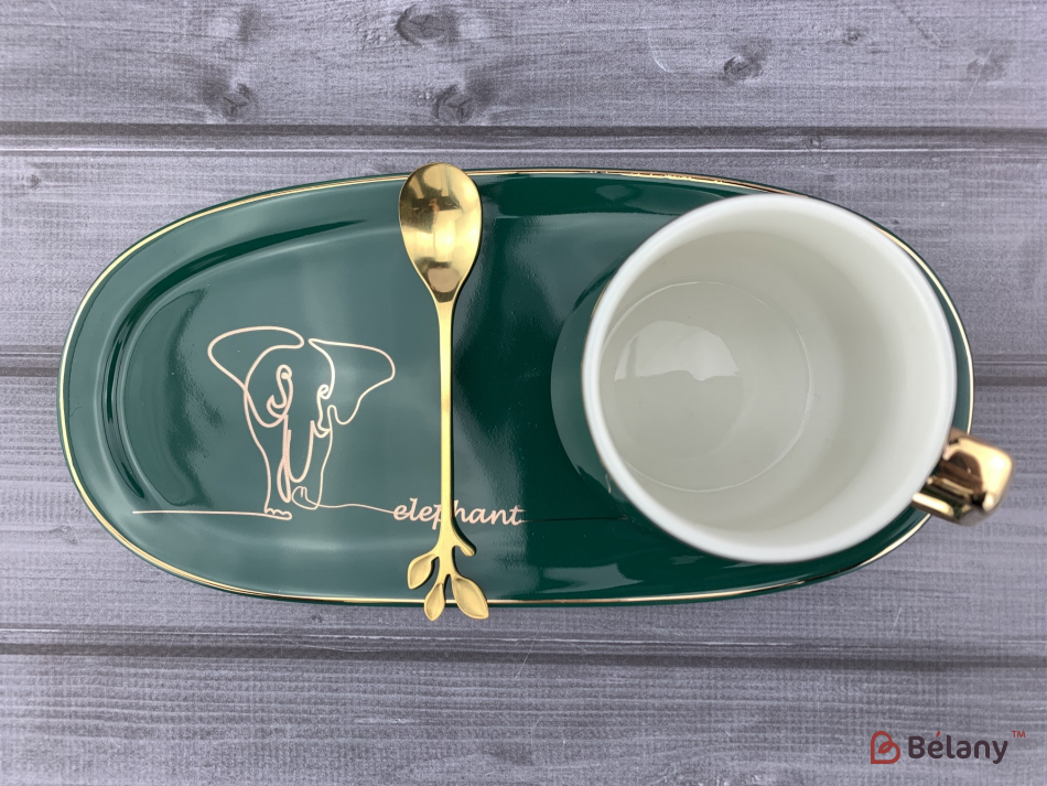 Керамічна чашка "Green elephant" | 3