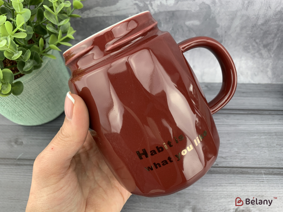 Керамічна чашка "See the world" бордо | 2