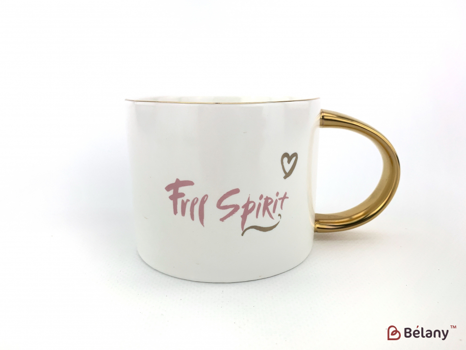 Керамічна чашка "Free spirit" із блюдцем біла | 2