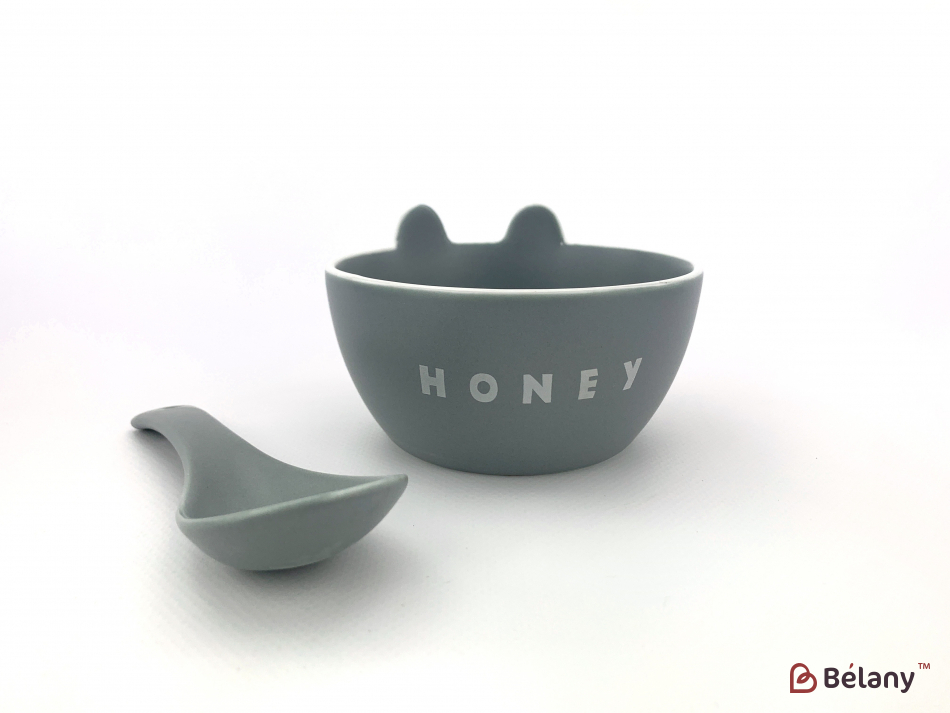 Комплект дитячого посуду "Honey" сірий | 3