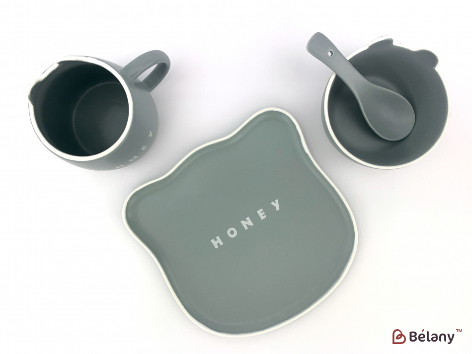 Комплект дитячого посуду "Honey" сірий | 5