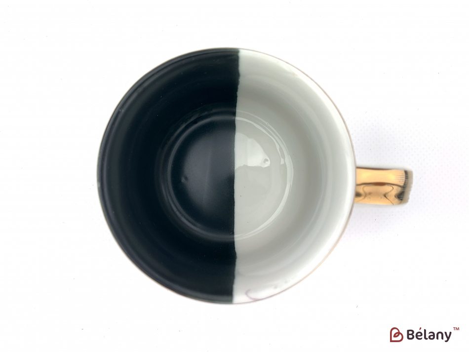 Керамічна чашка із блюдцем "Yin Yang" чорна | 2