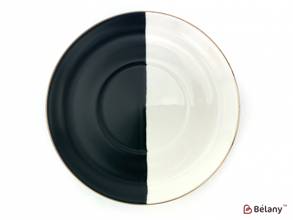 Керамічна чашка із блюдцем "Yin Yang" чорна | 3