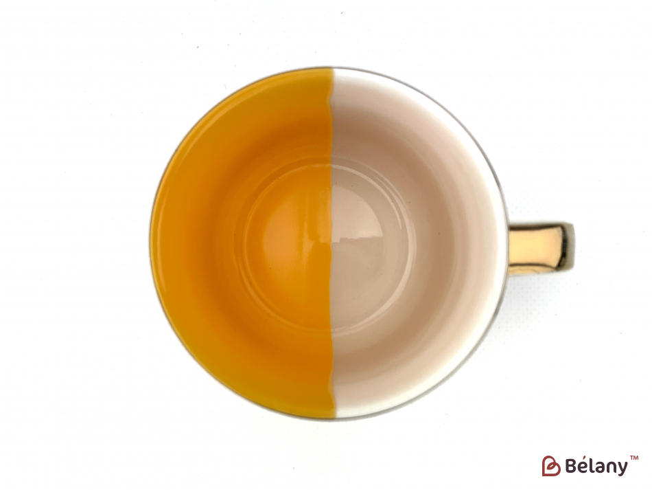 Керамічна чашка з блюдцем "Yin Yang" оранж | 2