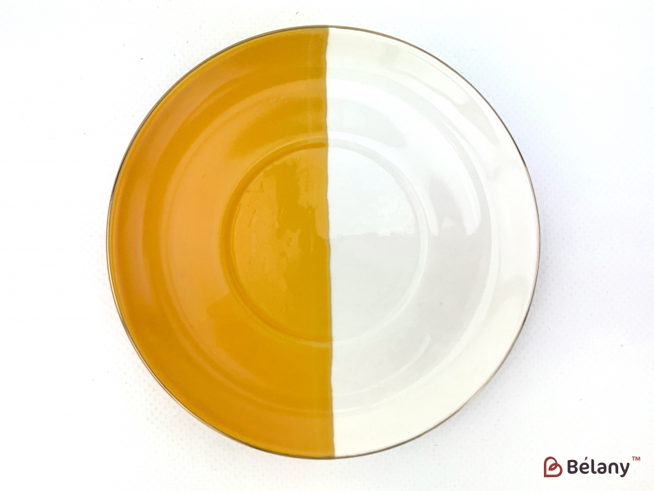 Керамічна чашка з блюдцем "Yin Yang" оранж | 4