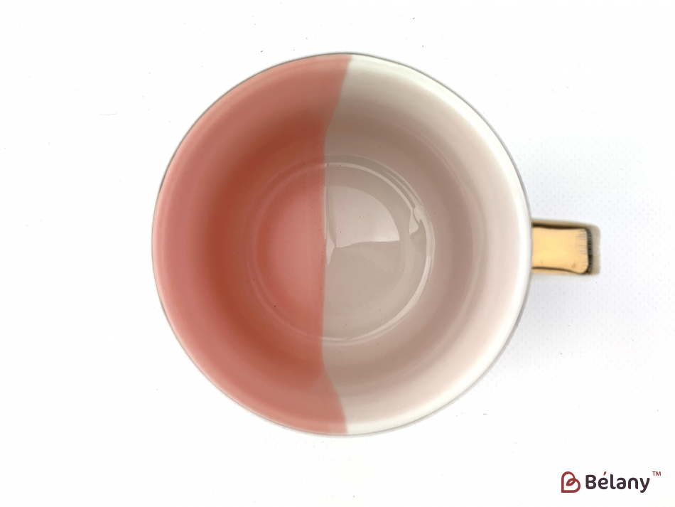 Керамічна чашка із блюдцем "Yin Yang" рожева | 2