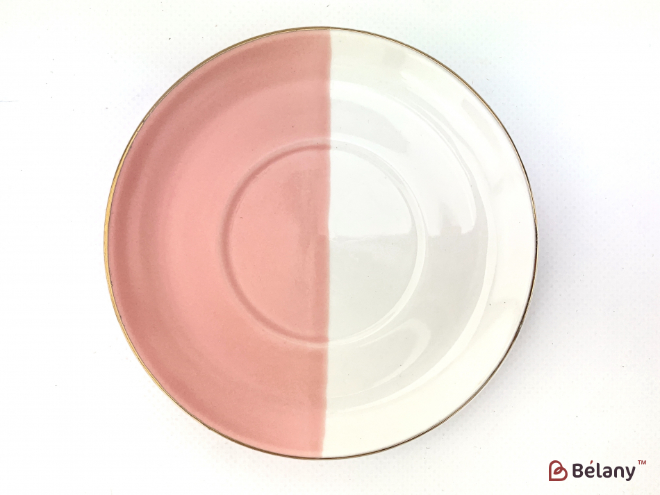 Керамічна чашка із блюдцем "Yin Yang" рожева | 4