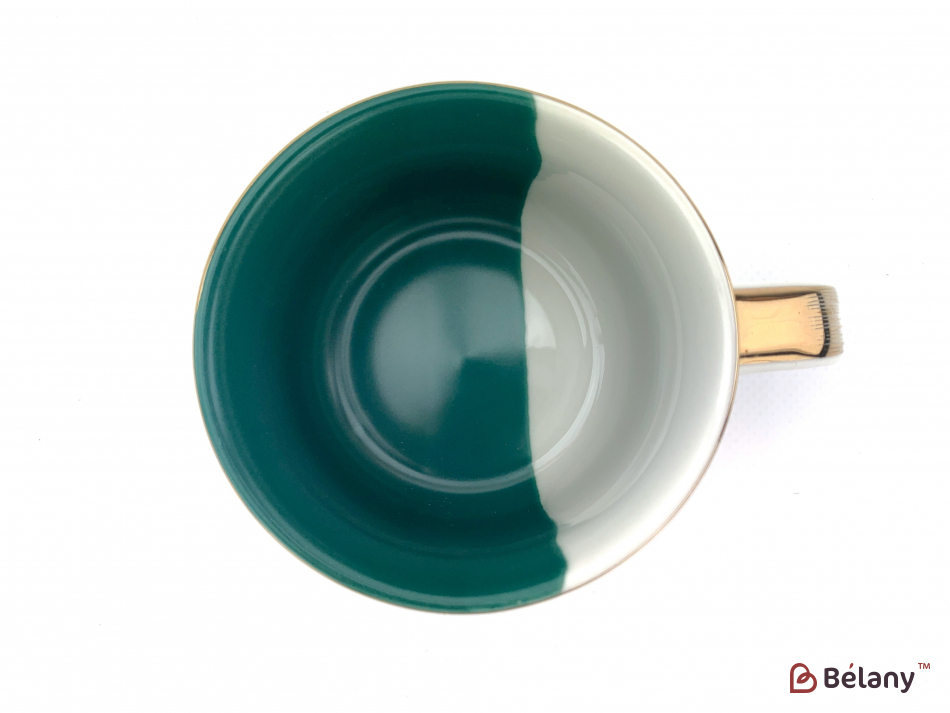 Керамічна чашка із блюдцем "Yin Yang" смарагд | 2