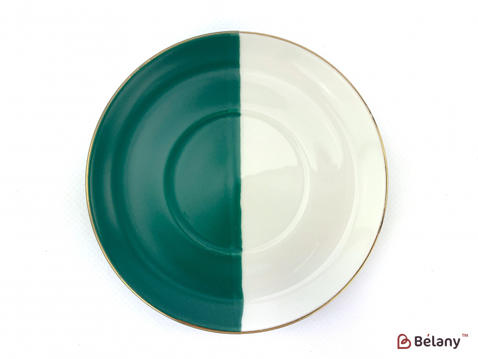 Керамічна чашка із блюдцем "Yin Yang" смарагд | 4