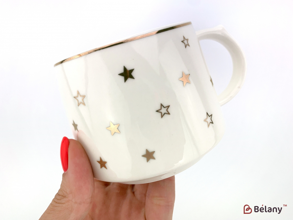 Керамічна чашка із блюдцем "Figures" біла | 2