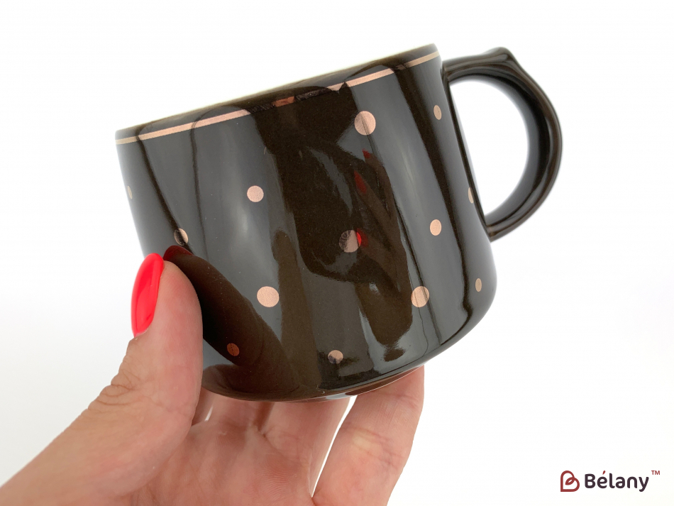 Керамічна чашка з блюдцем "Figures" чорний горошок | 2