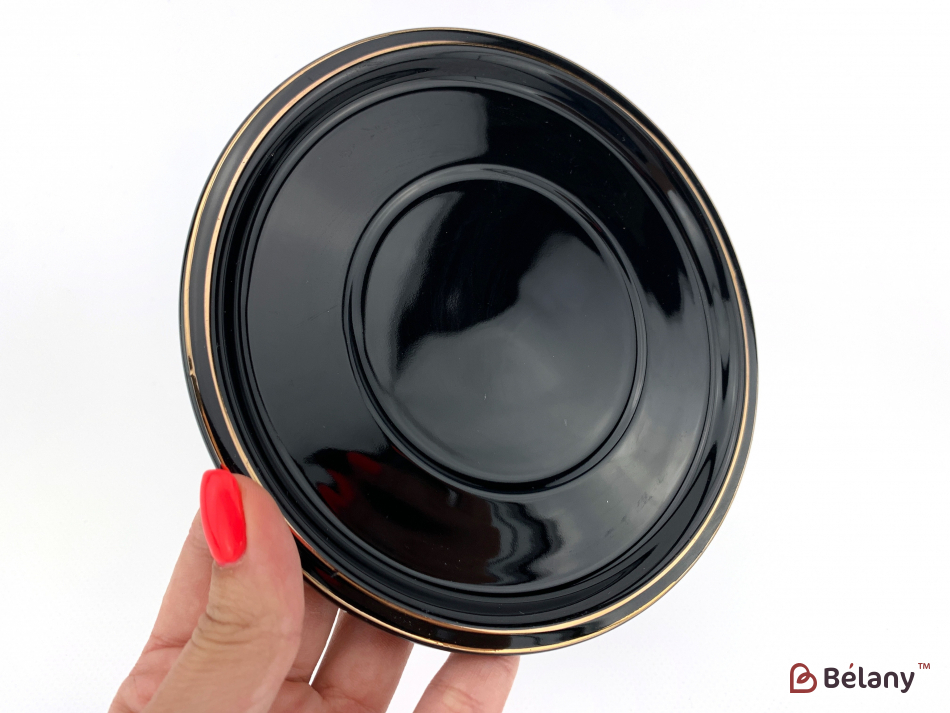 Керамічна чашка із блюдцем "Figures" чорна | 5