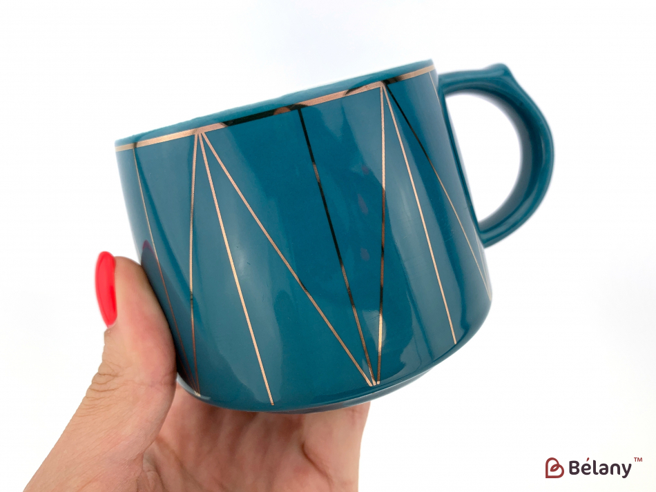 Керамічна чашка з блюдцем "Figures" смарагд | 2