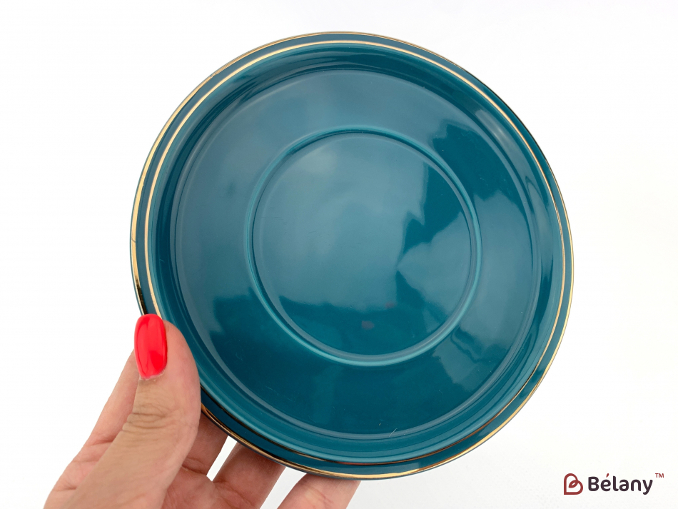 Керамічна чашка з блюдцем "Figures" смарагд | 3