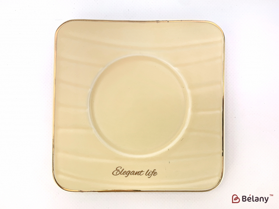 Керамічна чашка із блюдцем "Waves" молочна | 3