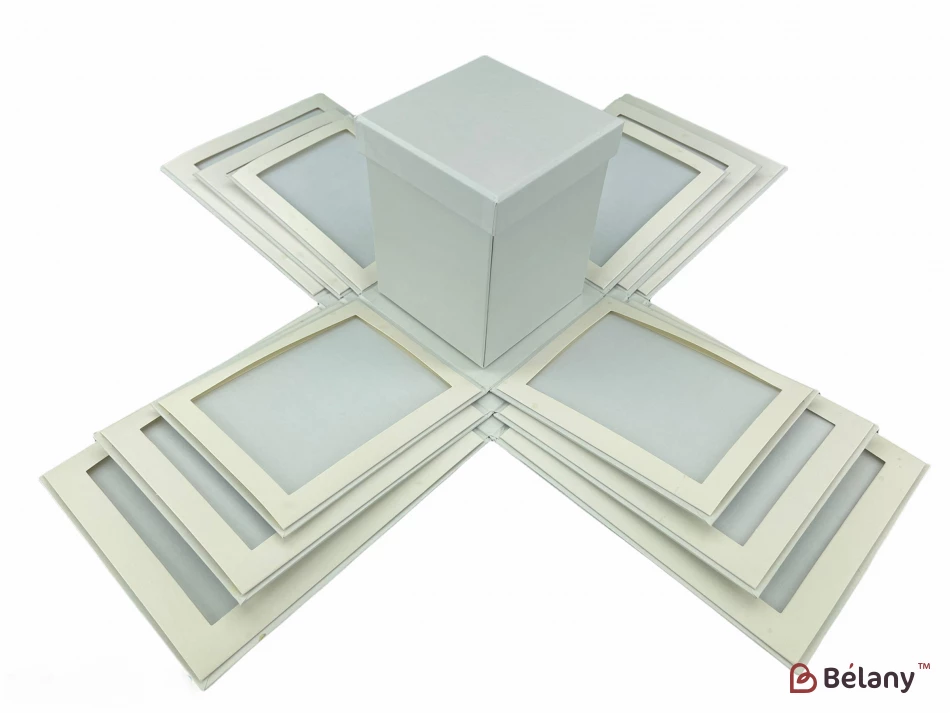 Подарочная коробка раскладная для фото белая | 2